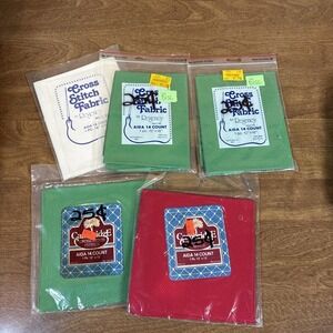 Regency Mills Inc~Lot of 5~ Aida 14 Count~Cross Stitch Fabric~Red, White and Gre